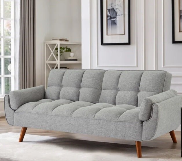 Gray Split Back Convertible Sofa - From Where - 