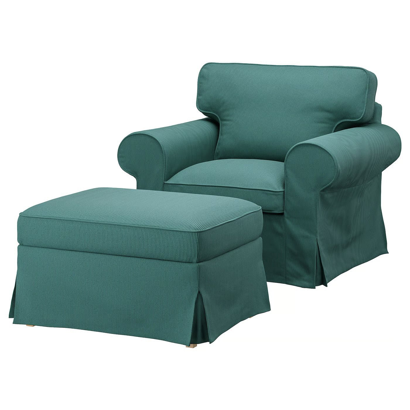 Gray - turquoise Armchair and Ottoman - From Where - 