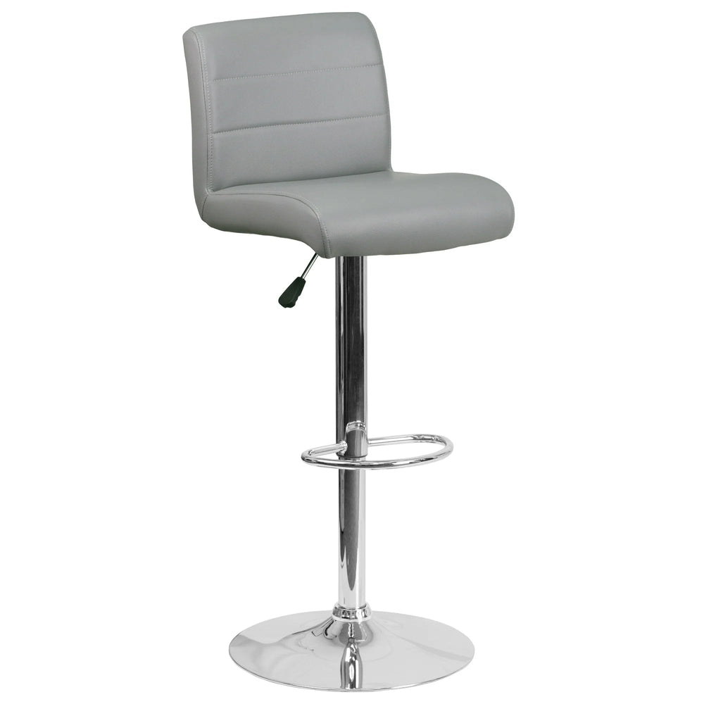 Gray Vinyl Adjustable Barstool - From Where -