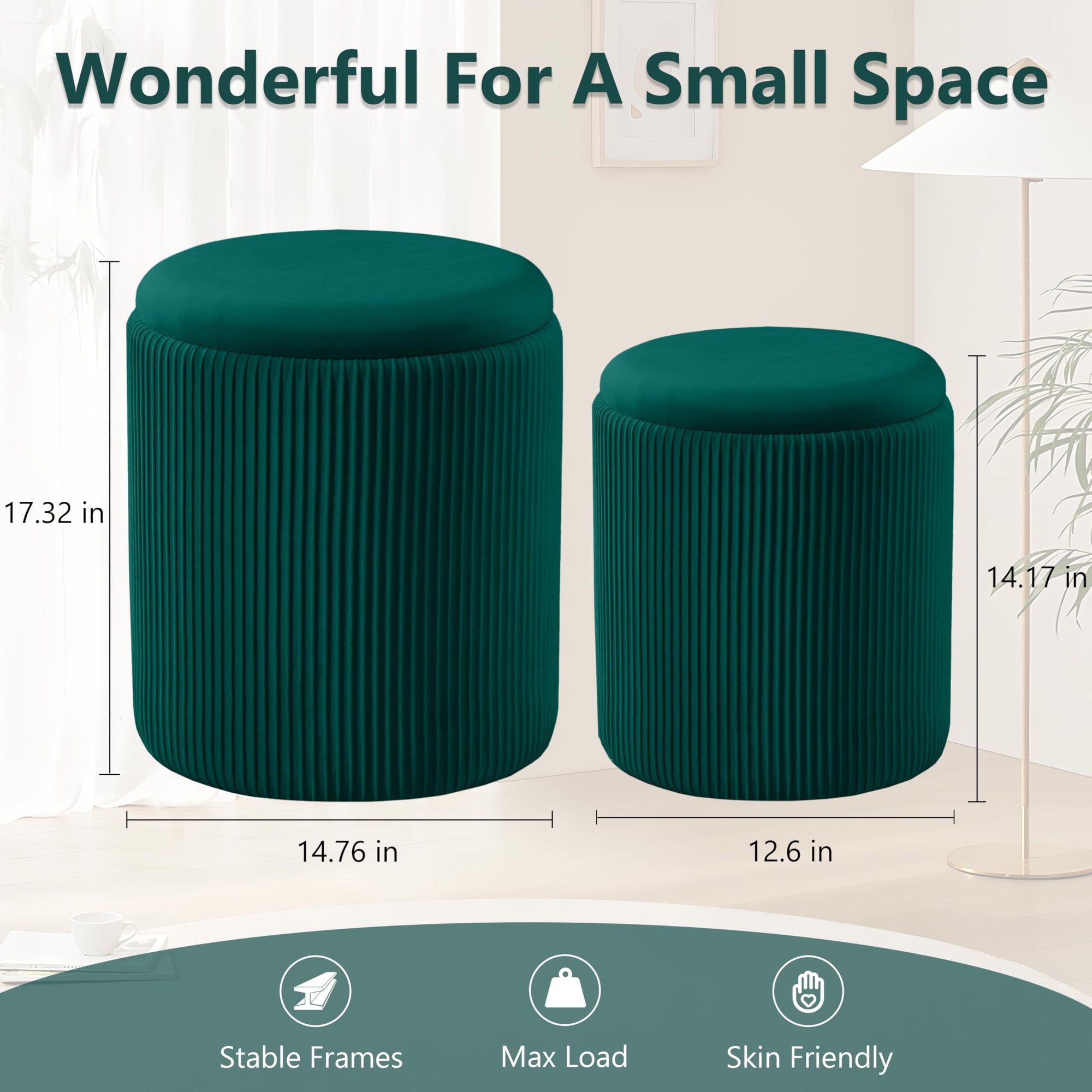 Green Chilihom Round Ottoman - From Where - 