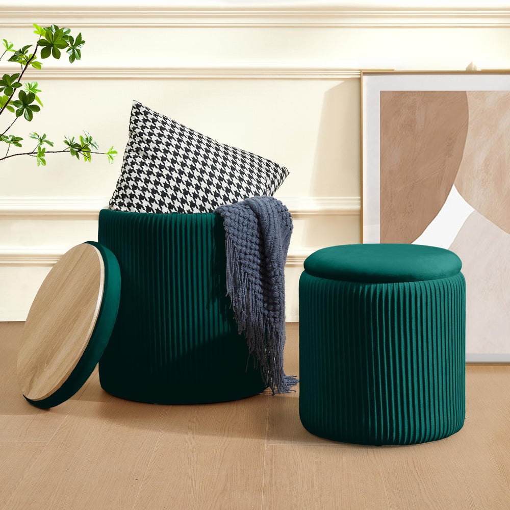 Green Chilihom Round Ottoman - From Where - 