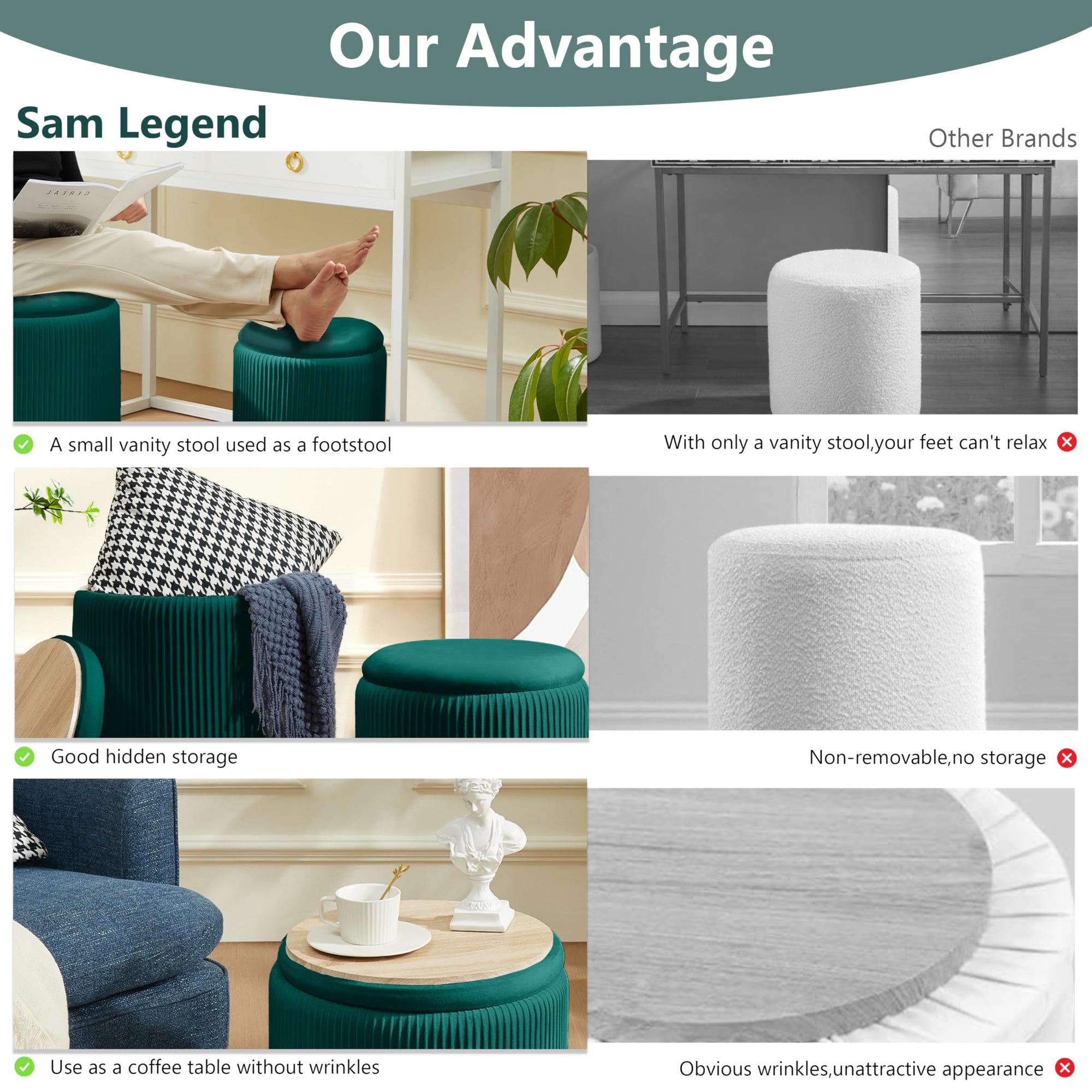 Green Chilihom Round Ottoman - From Where - 