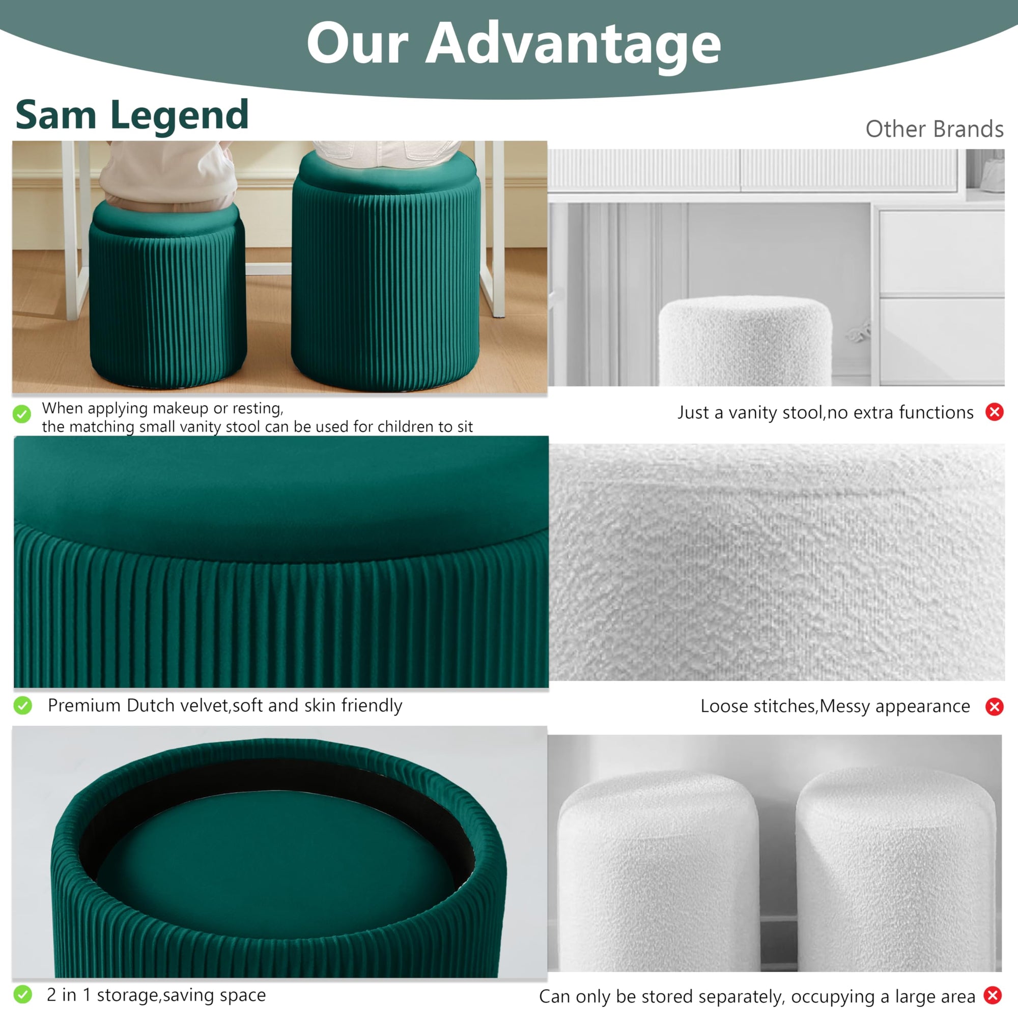 Green Chilihom Round Ottoman - From Where - 