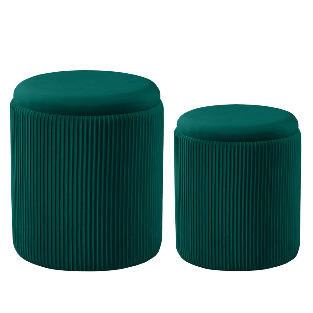 Green Chilihom Round Ottoman - From Where - 