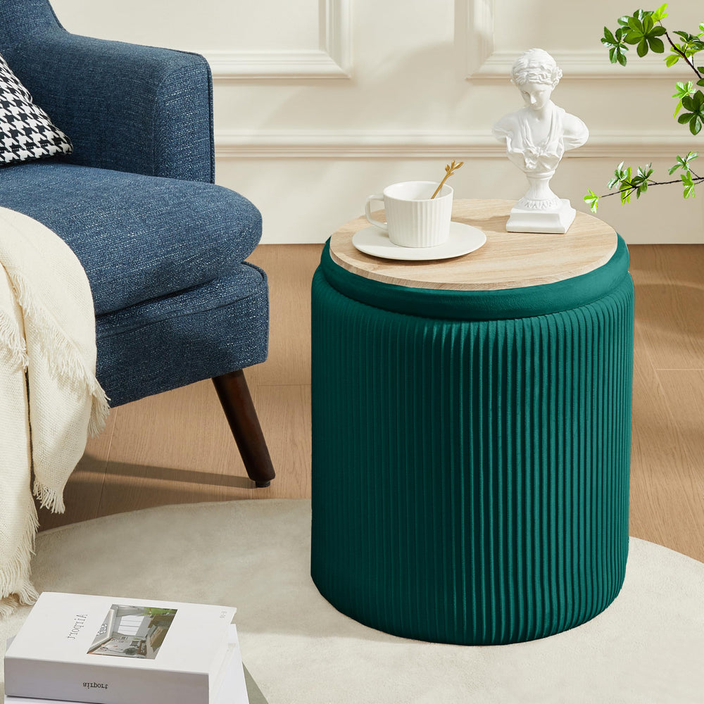 Green Chilihom Round Ottoman - From Where - 