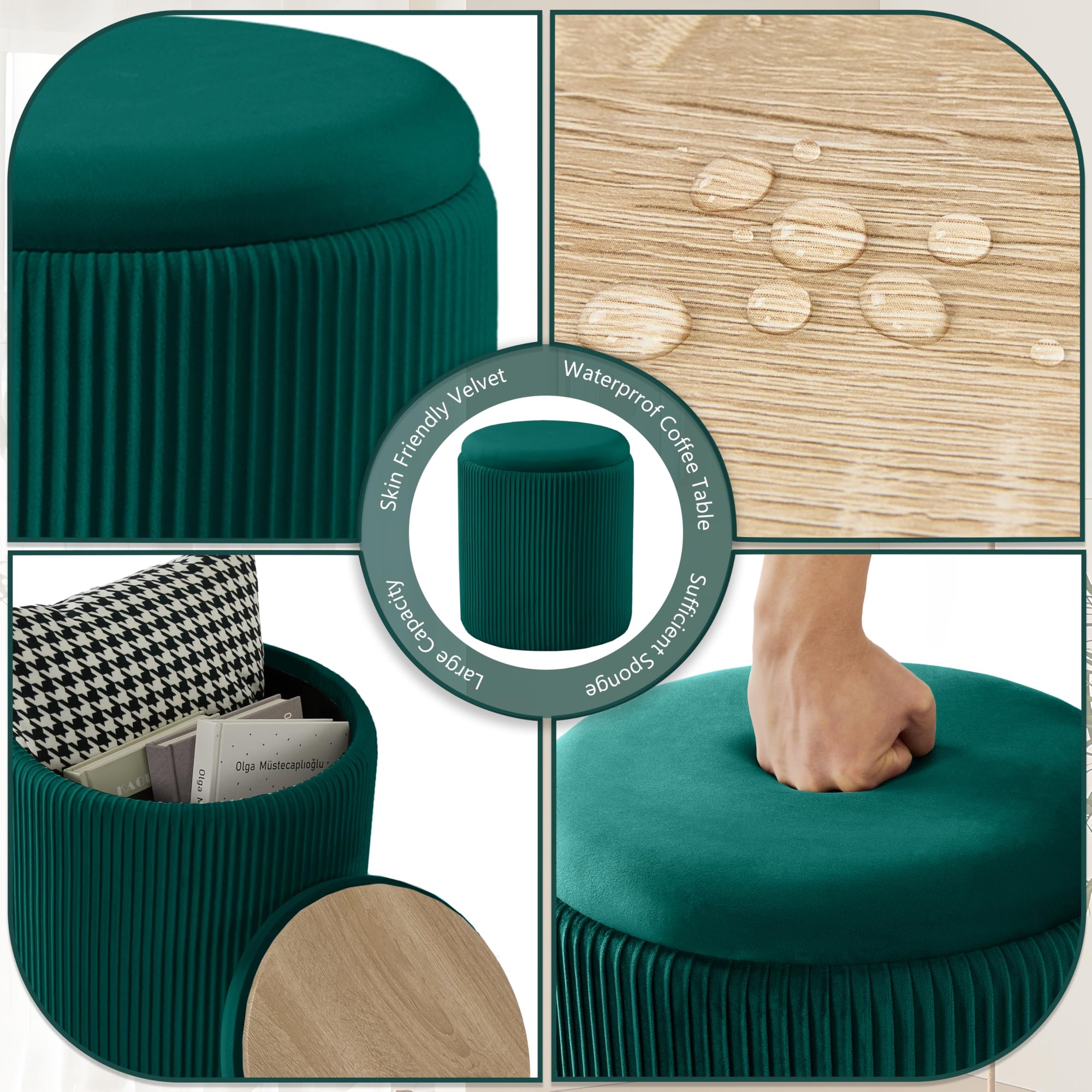 Green Chilihom Round Ottoman - From Where - 