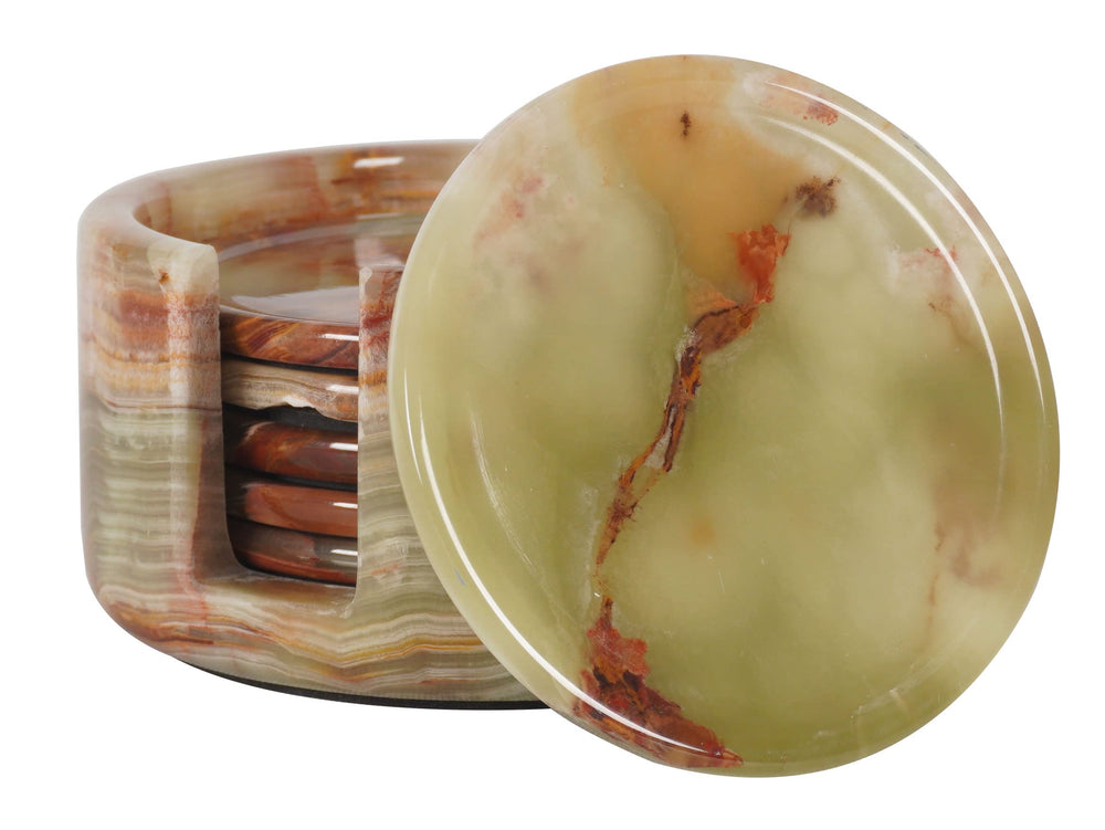 Green Onyx Marble Coasters (Set of 6) - From Where - 