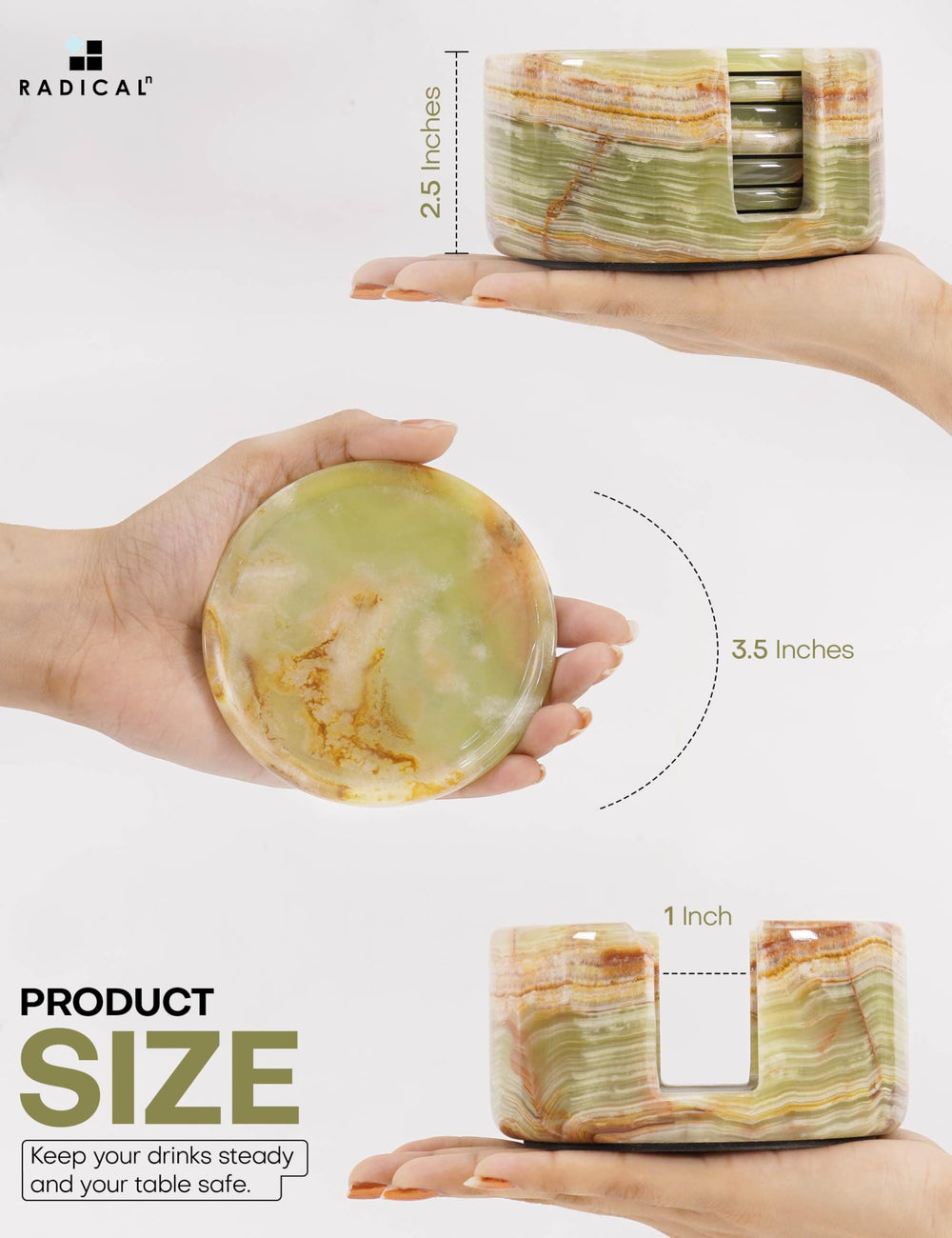 Green Onyx Marble Coasters (Set of 6) - From Where - 