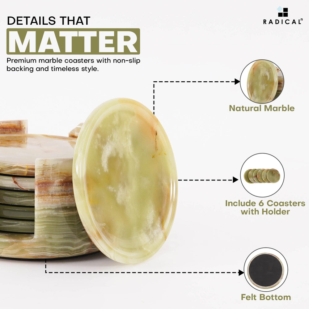 Green Onyx Marble Coasters (Set of 6) - From Where - 