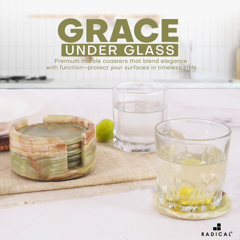 Green Onyx Marble Coasters (Set of 6) - From Where - 