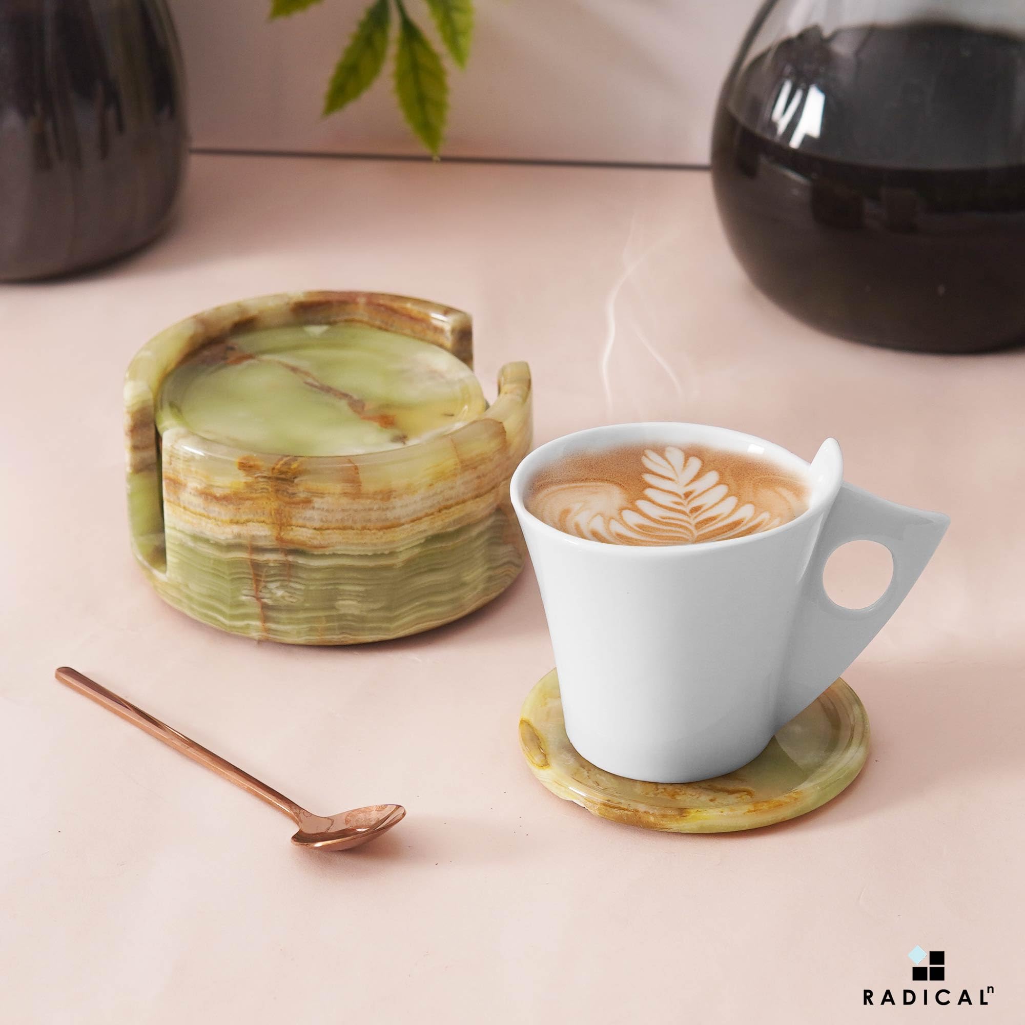 Green Onyx Marble Coasters (Set of 6) - From Where - 