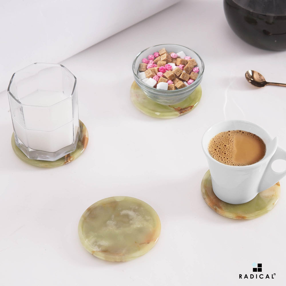 Green Onyx Marble Coasters (Set of 6) - From Where - 