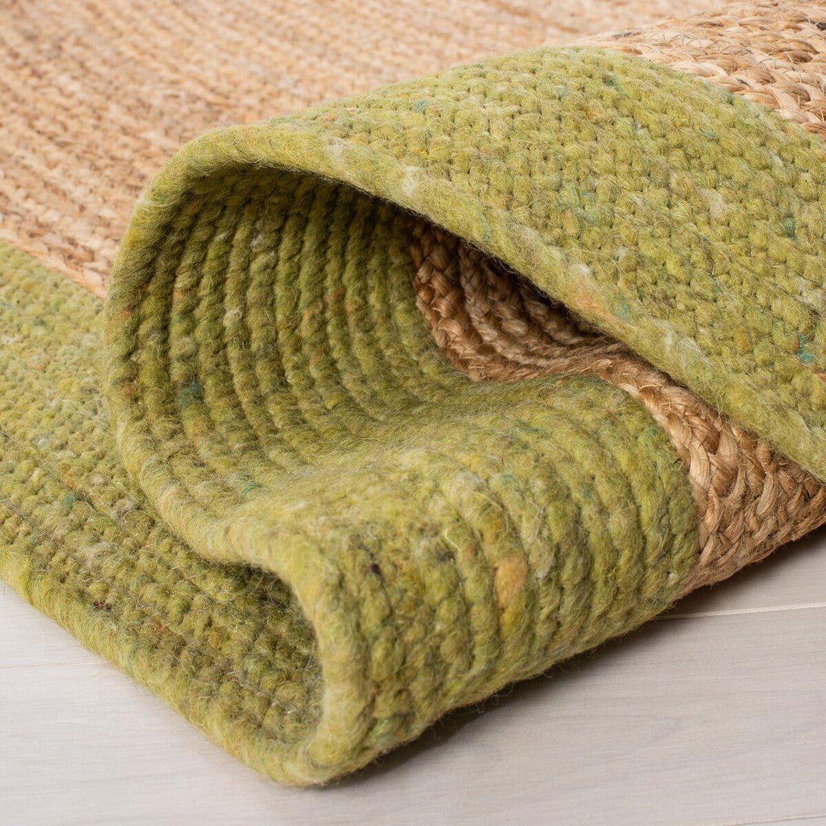 Green/Natural Braided Cottage Rug - From Where - 