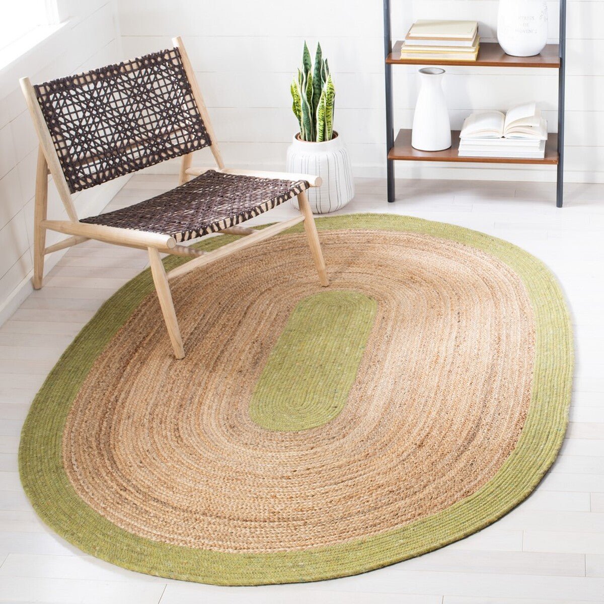 Green/Natural Braided Cottage Rug - From Where - 