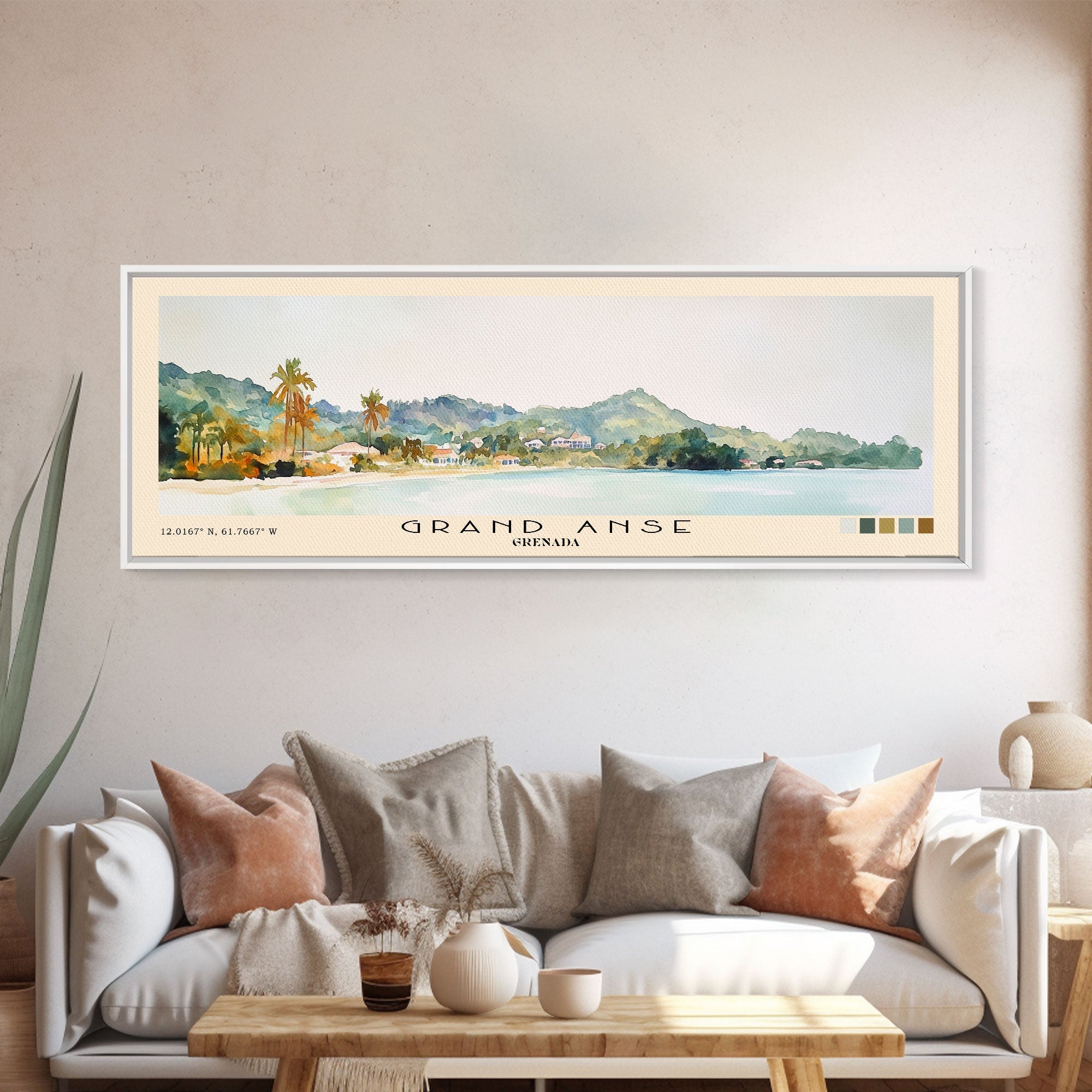 Grenada Watercolor Beach Print - From Where - 