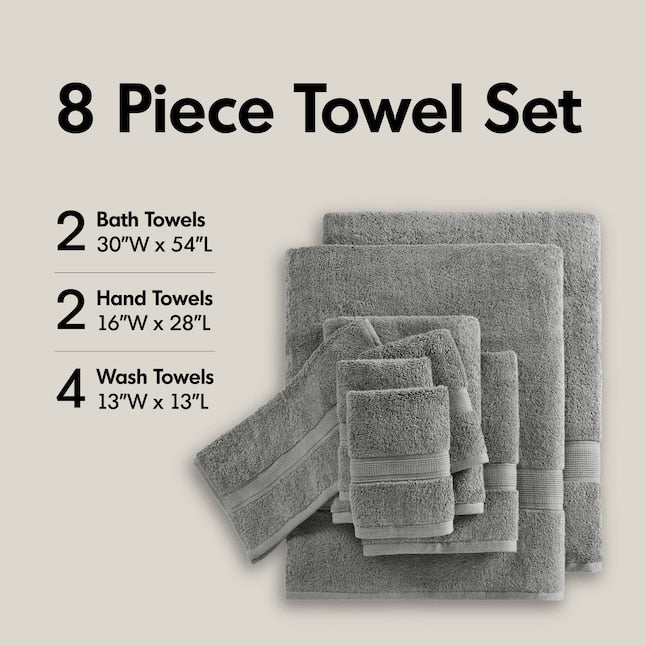 Grey Cotton Bath Towel Set - From Where - 
