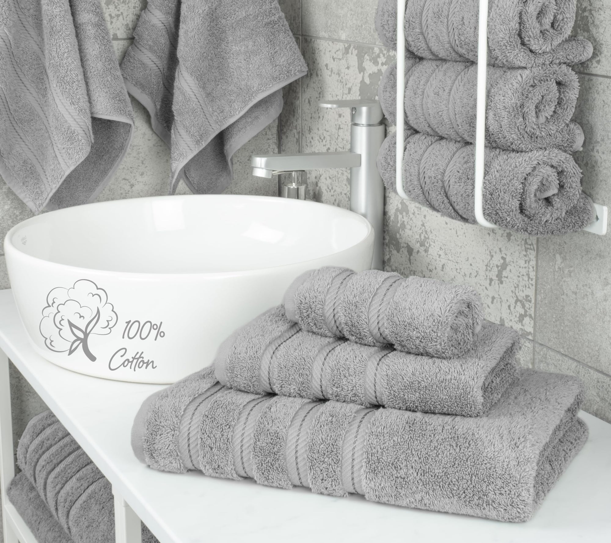 Grey Linen 3 Piece Towel Set - From Where - 