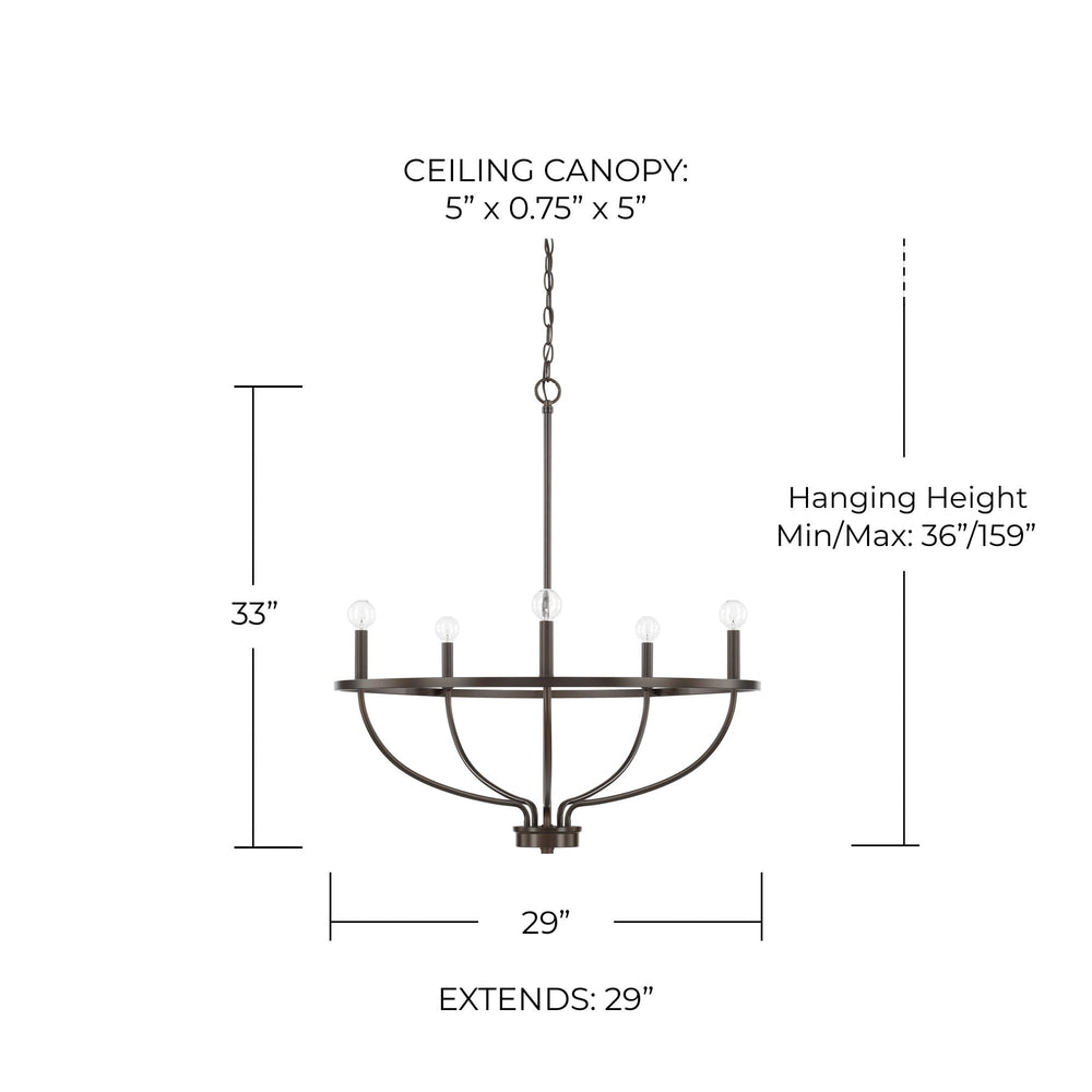 Greyson 5 Light Taper Candle Chandelier - From Where -