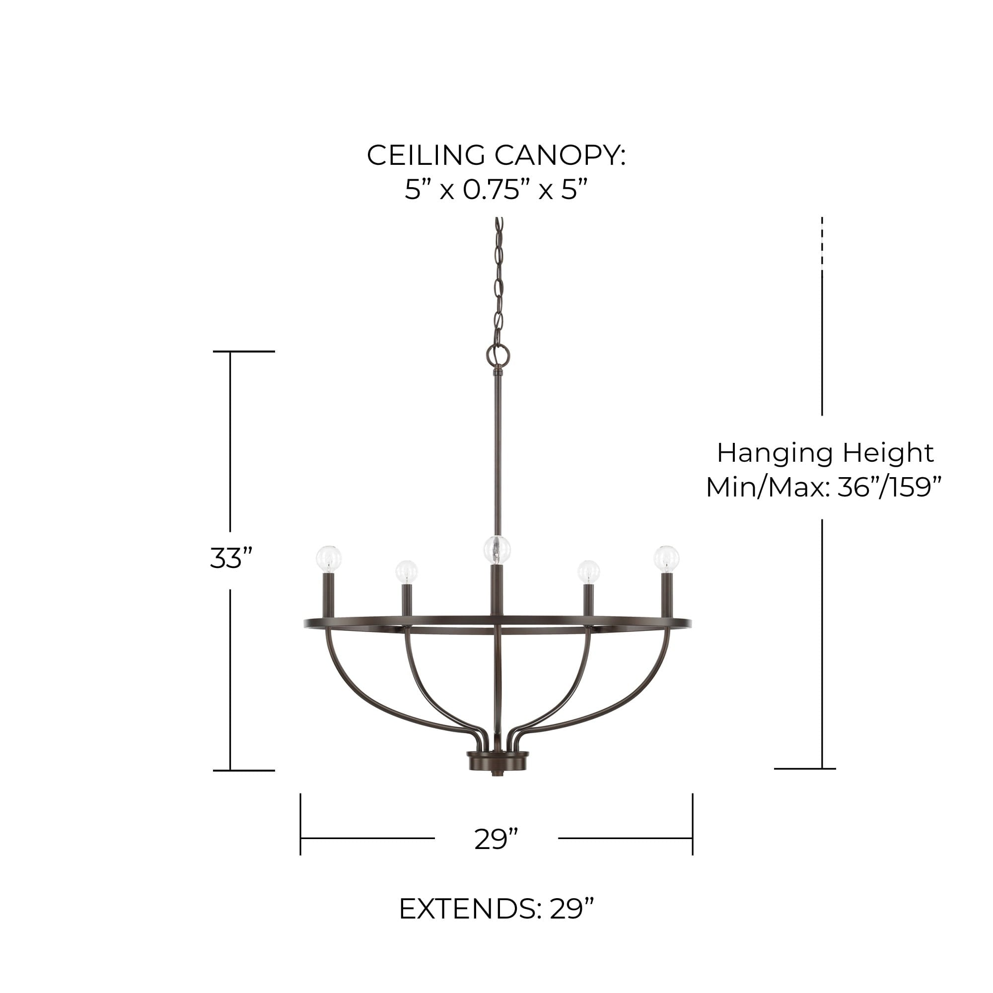 Greyson 5 Light Taper Candle Chandelier - From Where - 