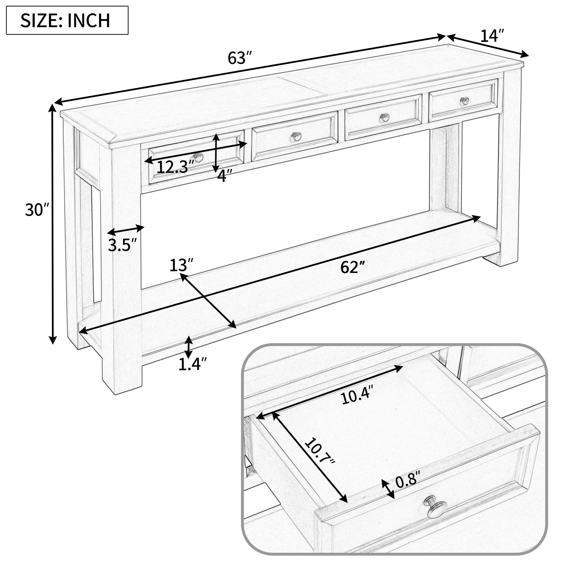 Hallway Sofa Table with Storage - From Where - 