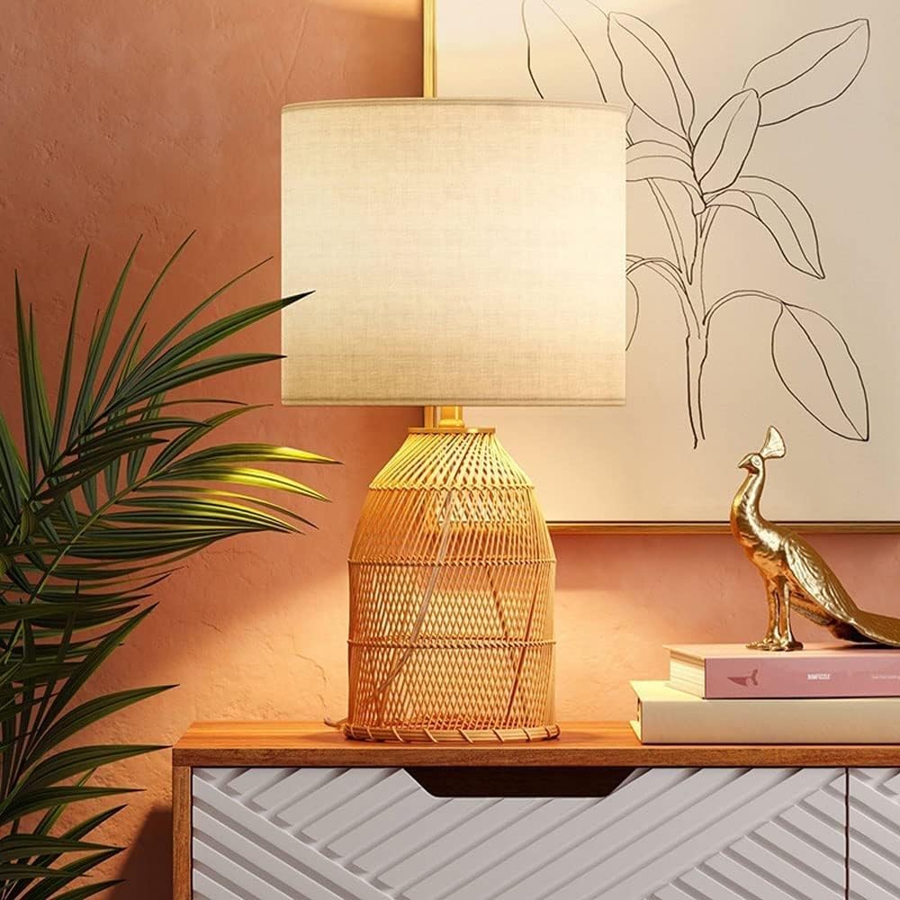 Hand - Braided Rattan Table Lamp - From Where - 