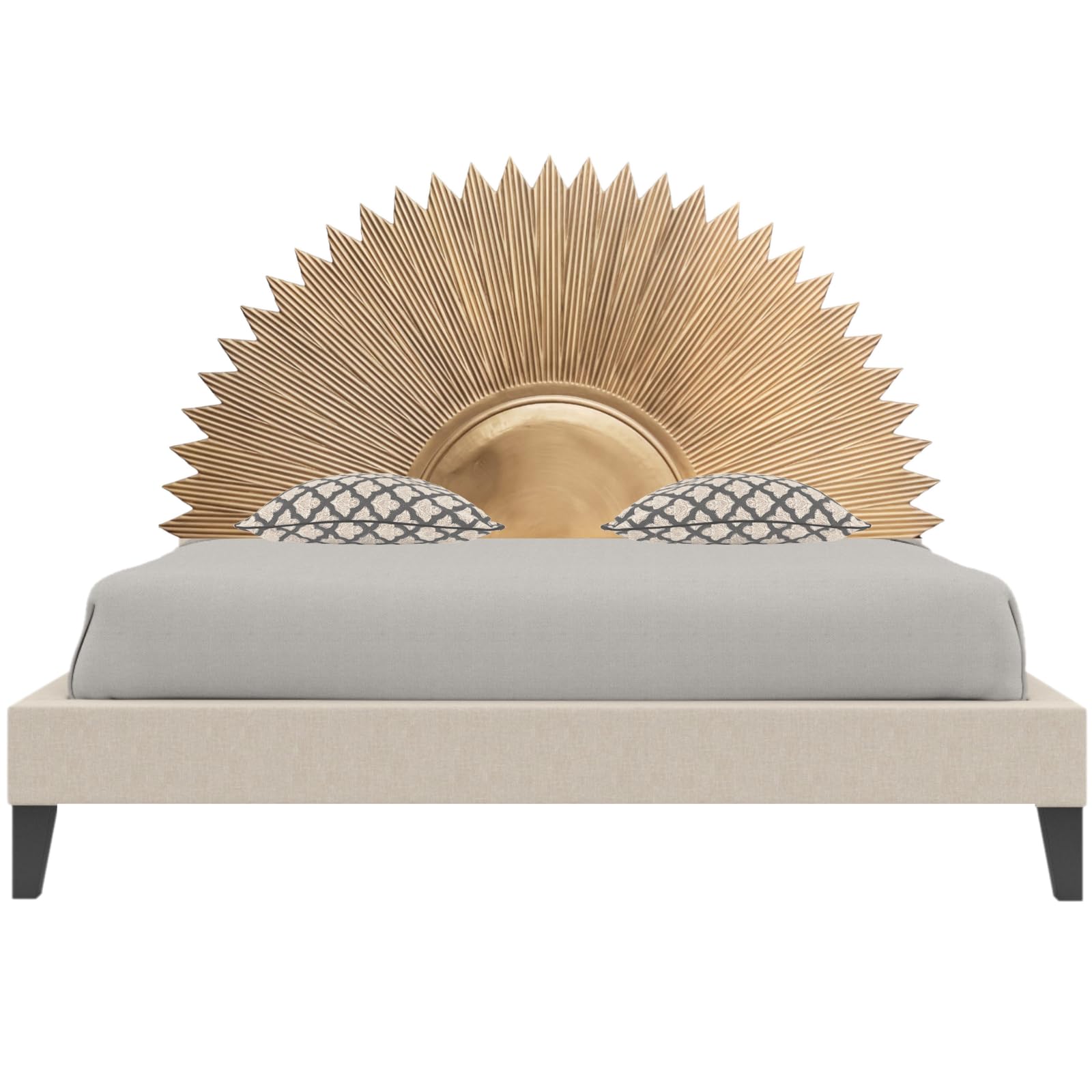 Hand - Carved Gold Sun Headboard King Size - From Where - 