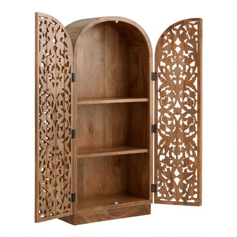 Hand Carved Wood Storage Cabinet - From Where - 