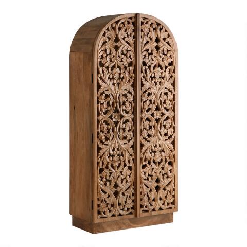Hand Carved Wood Storage Cabinet - From Where - 