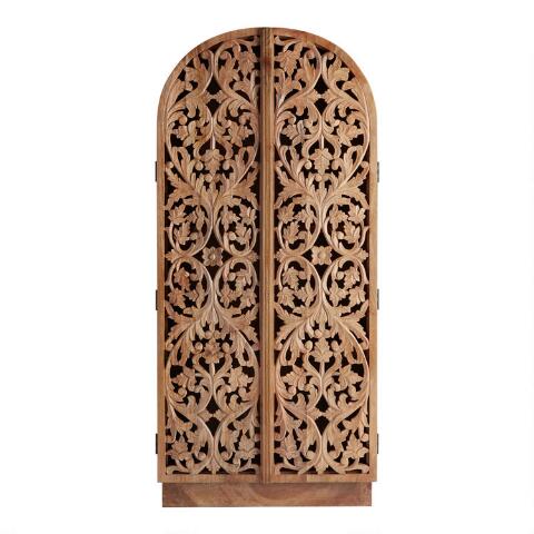 Hand Carved Wood Storage Cabinet - From Where - 