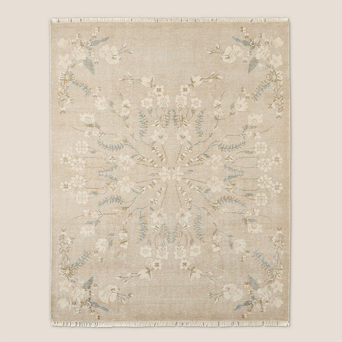Hand - Knotted Floral Wool Area Rug - From Where Finds - 