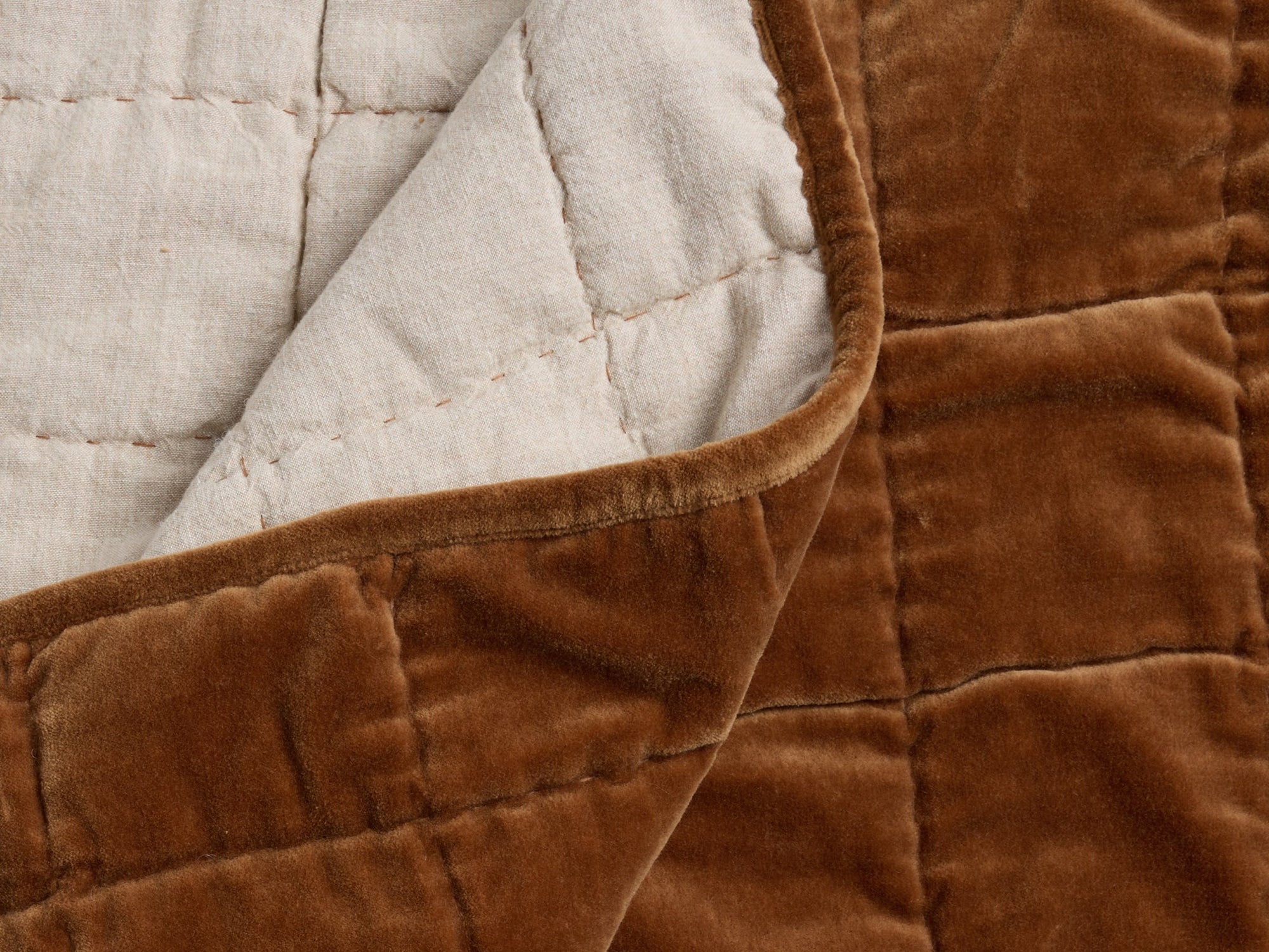 Hand Stitched Velvet Quilt (Tobacco)