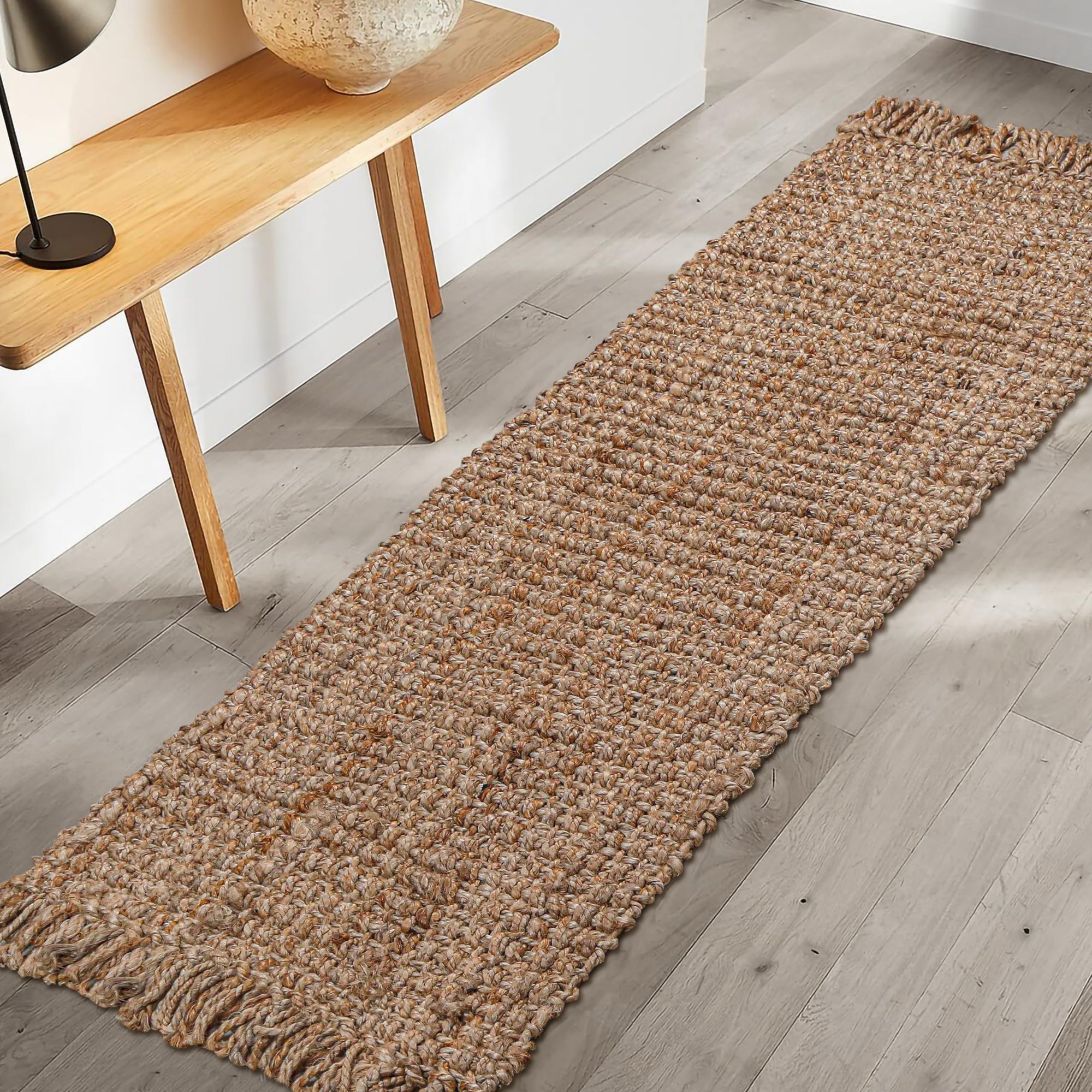Hand Woven Jute Runner Rug - From Where - 