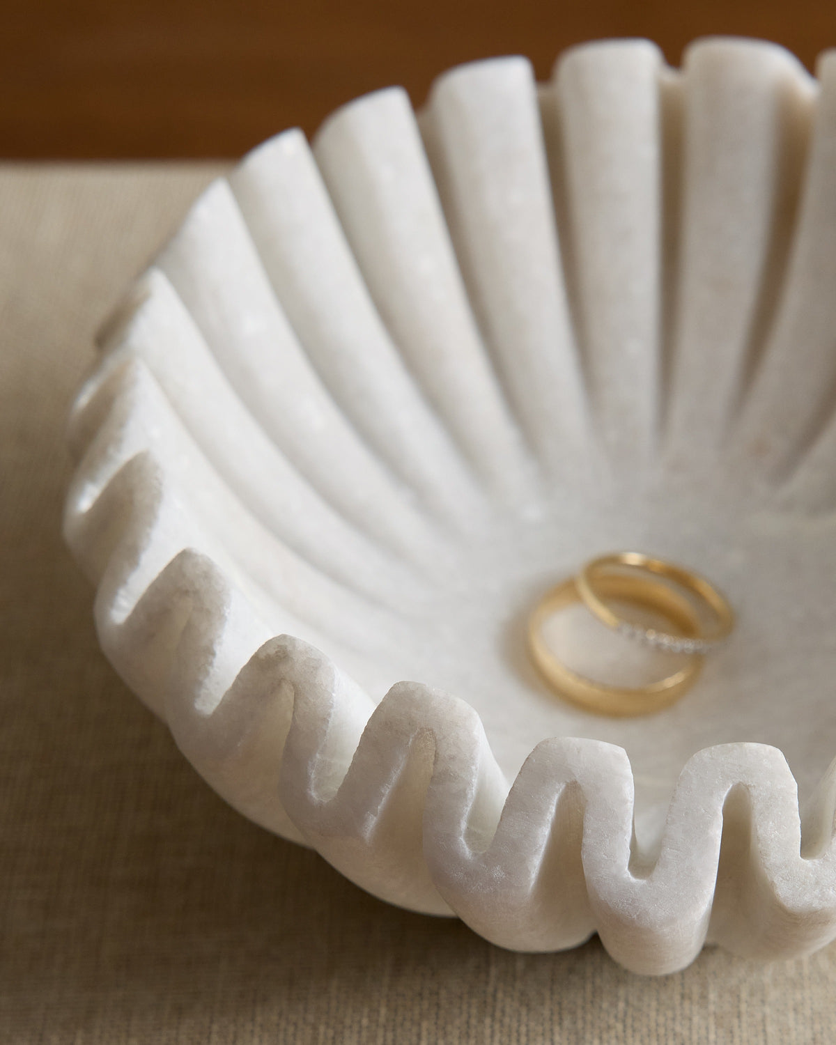 Handcrafted Fluted Marble Decorative Bowl - From Where Finds -