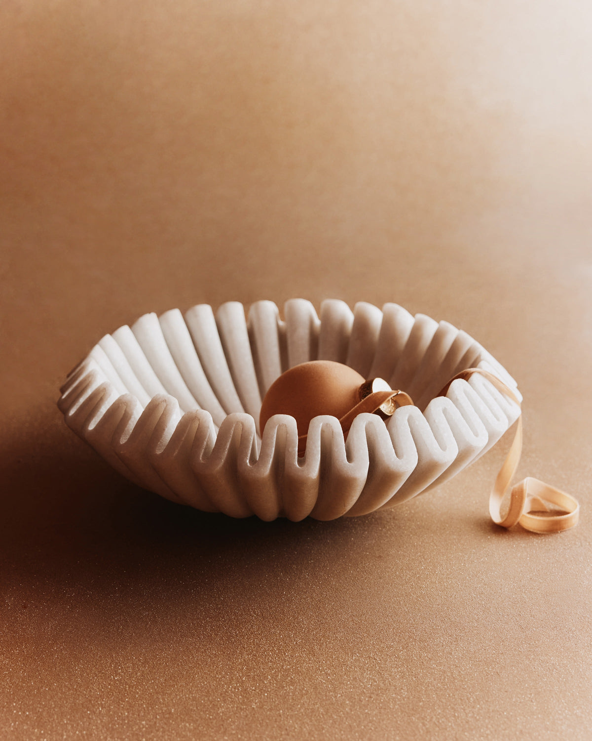 Handcrafted Fluted Marble Decorative Bowl - From Where Finds -