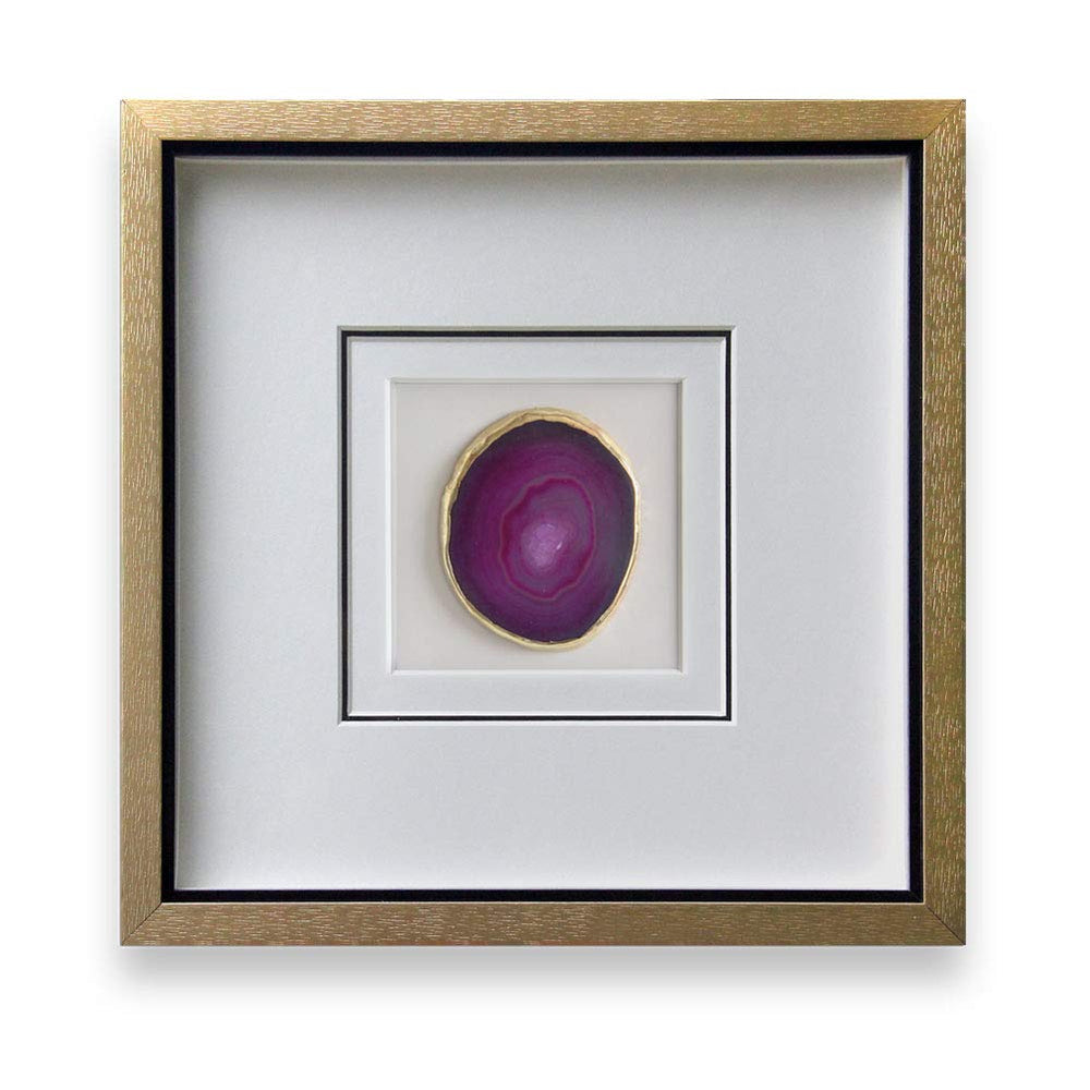 Handmade 40x40cm Gold Edge Agate Stone Wall Art with Shadow Box - From Where - 