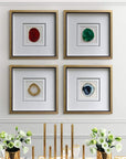 Handmade 40x40cm Gold Edge Agate Stone Wall Art with Shadow Box - From Where - 