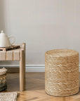 Handwoven Seagrass Braided Pouf Ottoman - From Where - 