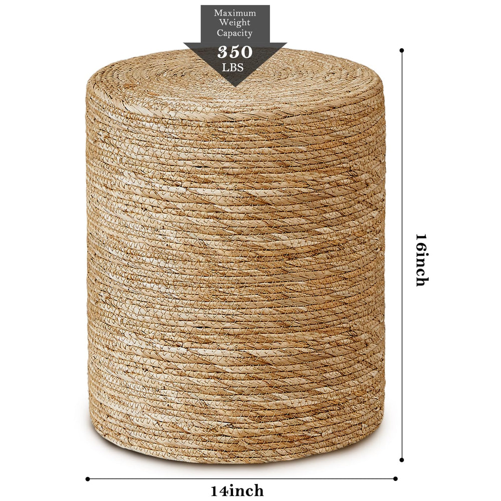 Handwoven Seagrass Braided Pouf Ottoman - From Where - 