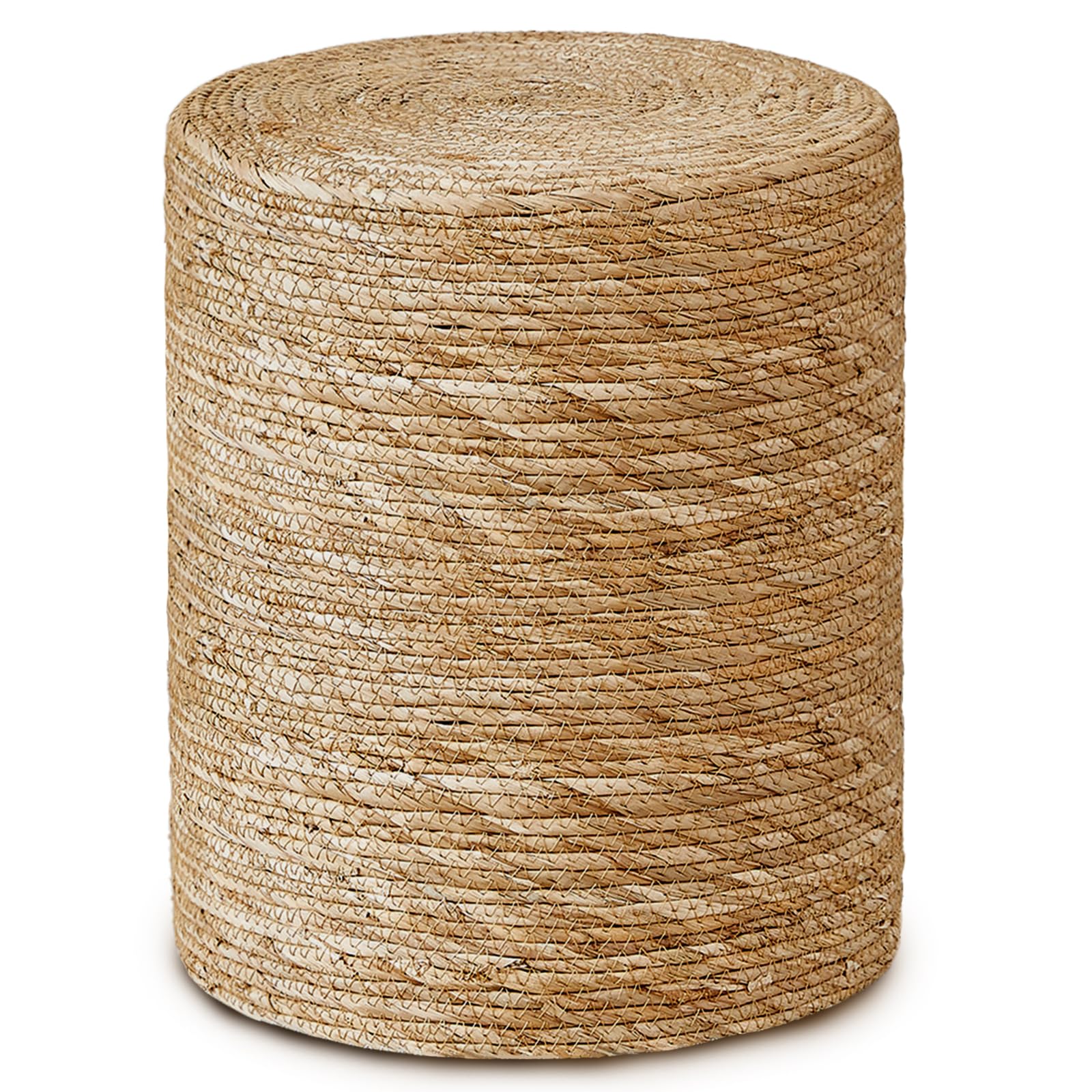 Handwoven Seagrass Braided Pouf Ottoman - From Where - 