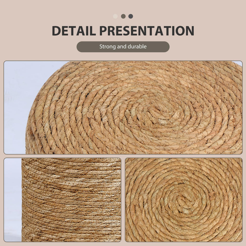 Handwoven Seagrass Braided Pouf Ottoman - From Where - 