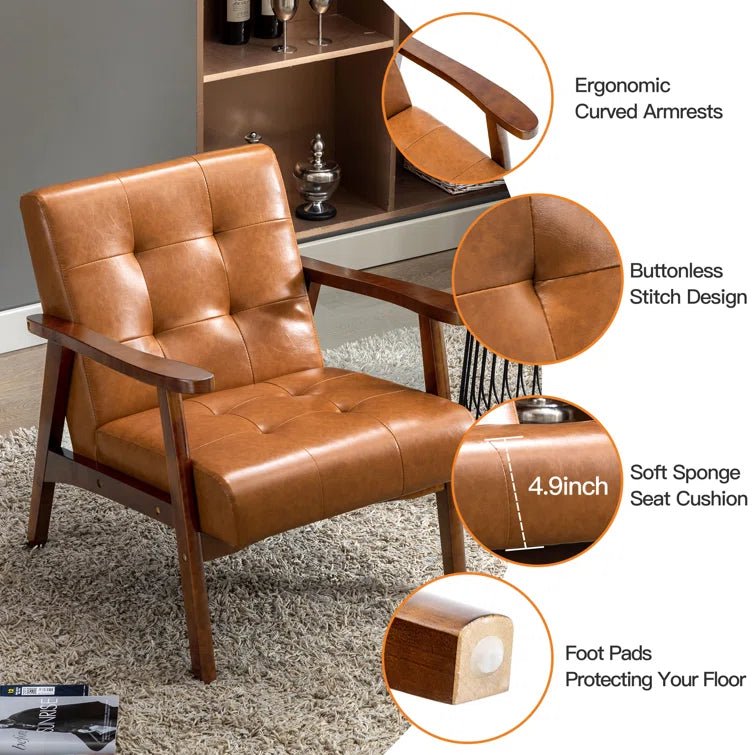 Havva Tufted Artificial Leather Armchair - From Where - 