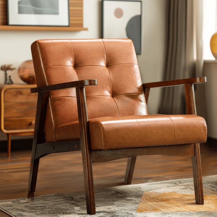 Havva Tufted Artificial Leather Armchair - From Where - 