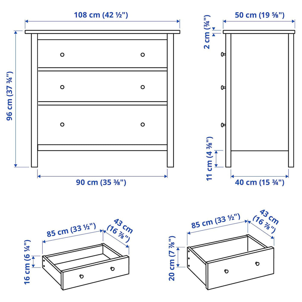 HEMNES 3 - Drawer Chest - From Where - 
