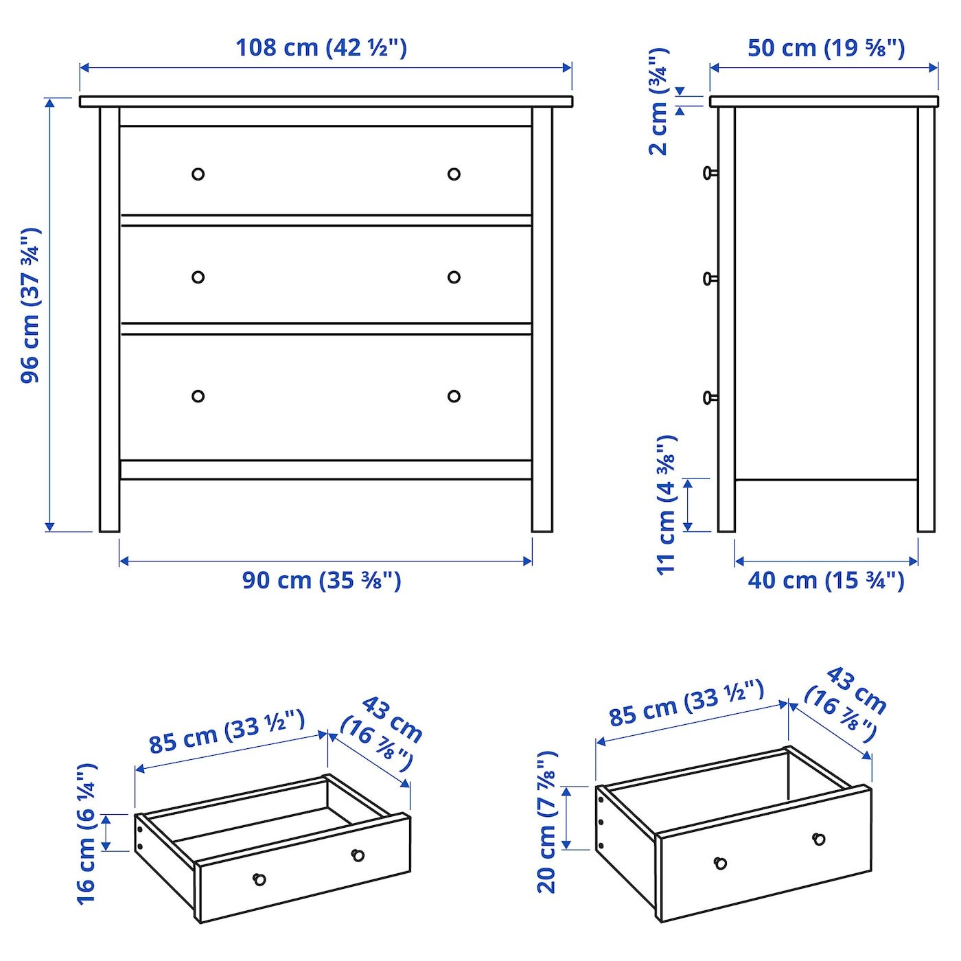 HEMNES 3 - Drawer Chest - From Where - 
