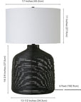 Henn&Hart 27" Tall Oversized/Rattan Table Lamp with Fabric Shade in Black Rattan/White, Lamp, Desk Lamp for Home or Office - From Where - 