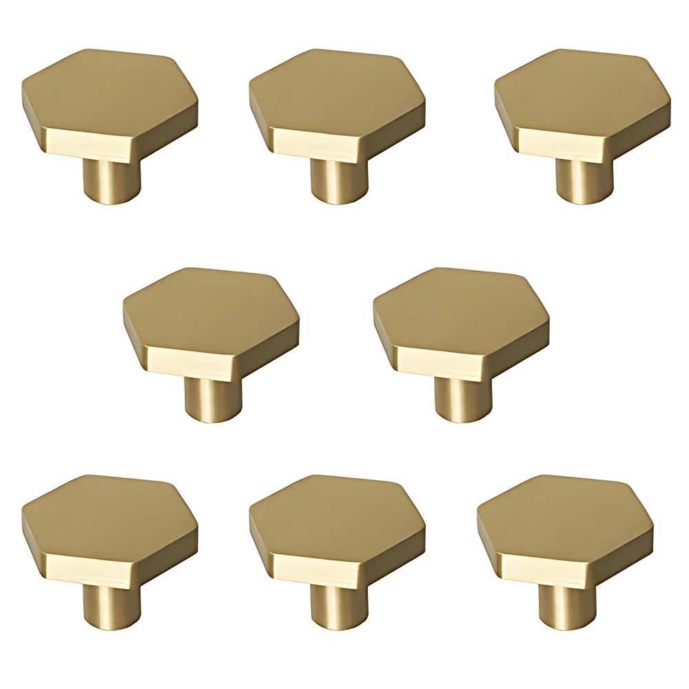 Hexagon Solid Brass Cabinet Knobs - From Where - 