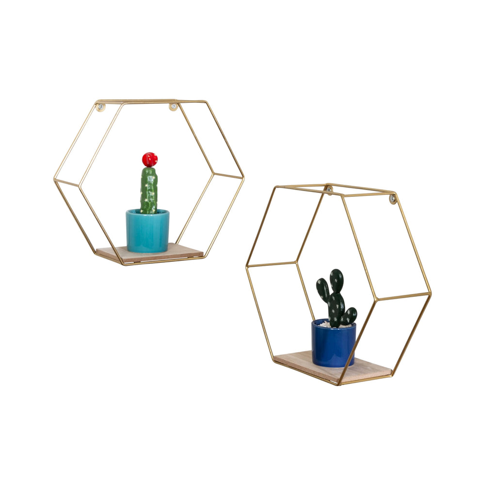 Hexagonal Metal Wall Shelves (Set of 2) - From Where - 