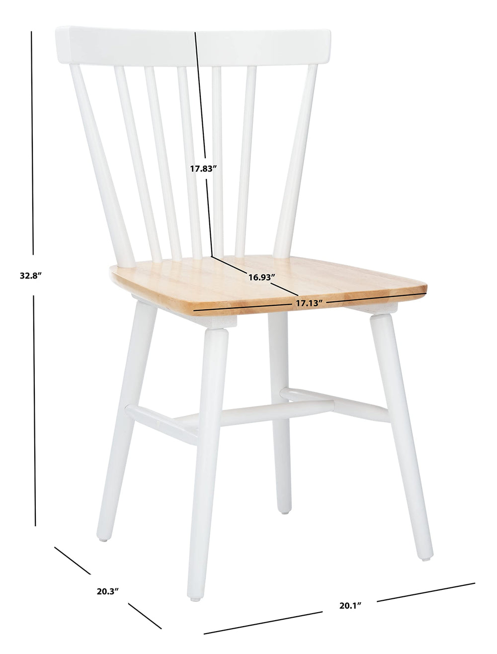 Home Winona Farmhouse White and Natural Spindle Back Dining Chair - From Where - 
