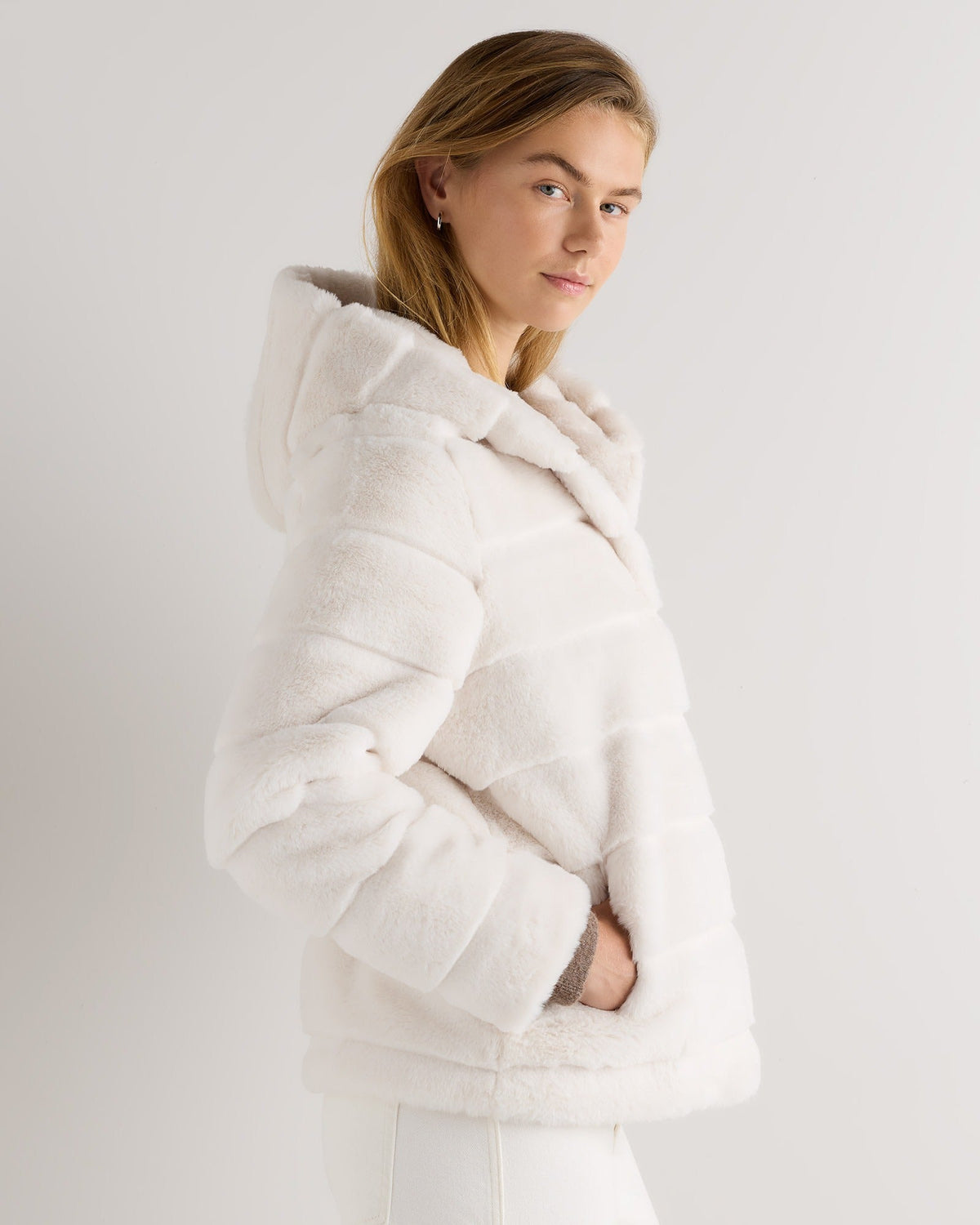Hooded Faux Fur Jacket - From Where Finds -