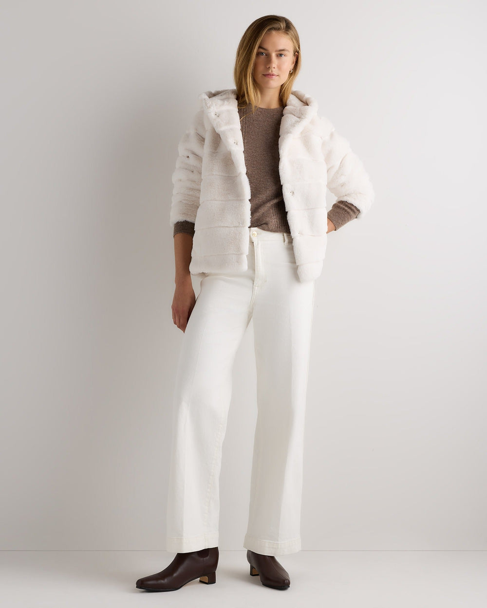 Hooded Faux Fur Jacket - From Where Finds -